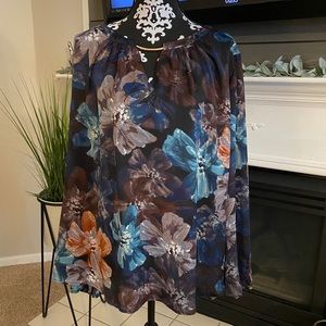 Investments Plus Size Floral Polyester Blouse